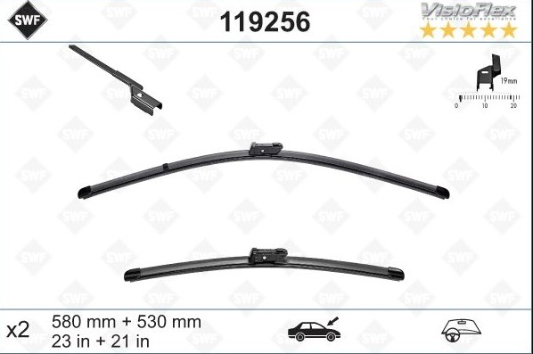 Купить запчасть SWF - 119256 Щетки стеклоочистителя SWF VISIOFLEX,передняя,2 шт., LR025117, LR027672, 580mm/23", бескаркасная
